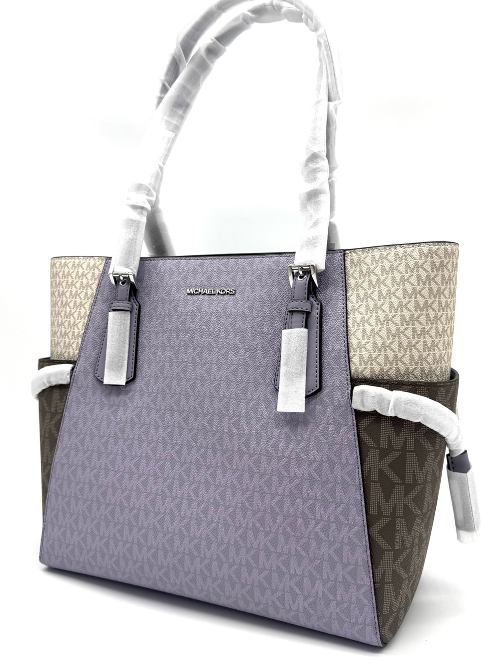 Michael Kors Voyager Large Color-Block Signature Logo Tote Bag - Lilac
